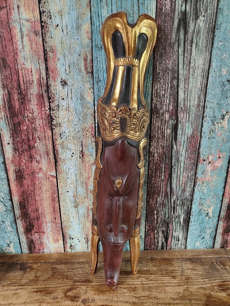 Groot hardhouten masker, Antiek en Kunst, Overige onderwerpen, Houtsnijwerk, Hout, 50 - 100 cm