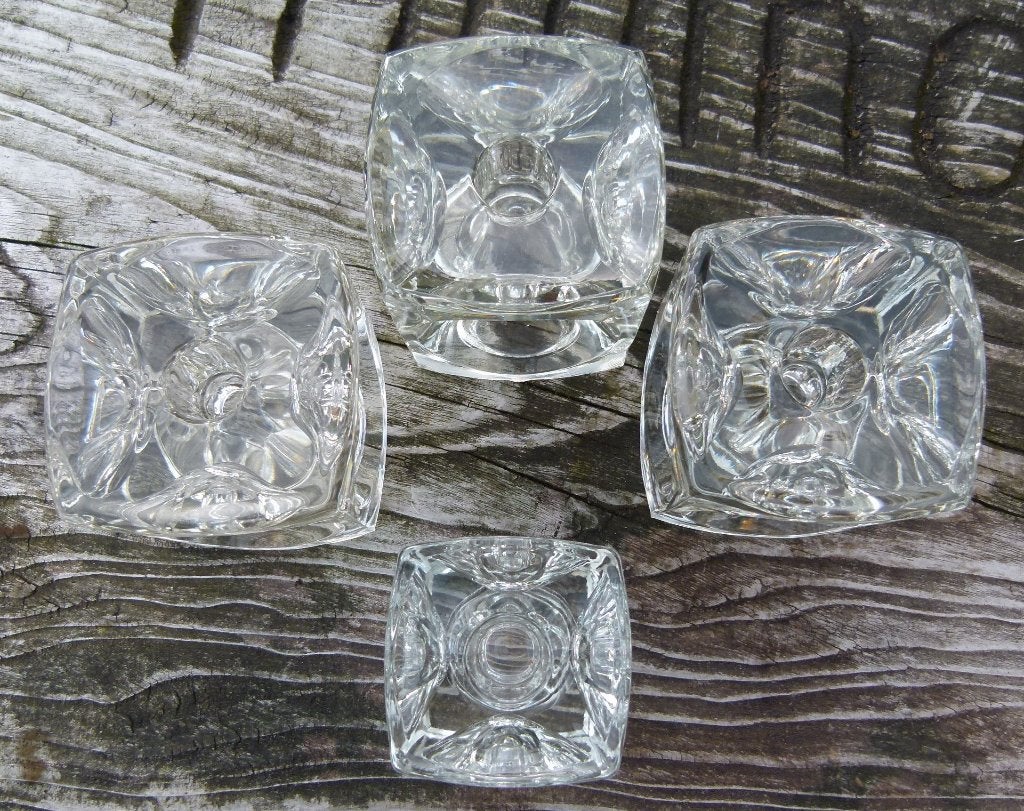 Vintage SKLO Union Kubus Kandelaars Rudolf Jurnikl Ice Cube, Ophalen of Verzenden
