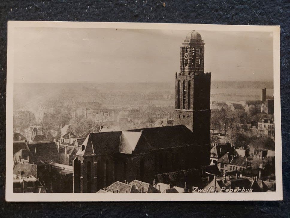 Oude ansichtkaart Zwolle Peperbus 1955 Gelopen, Verzamelen, Ophalen of Verzenden, 1940 tot 1960, Overijssel