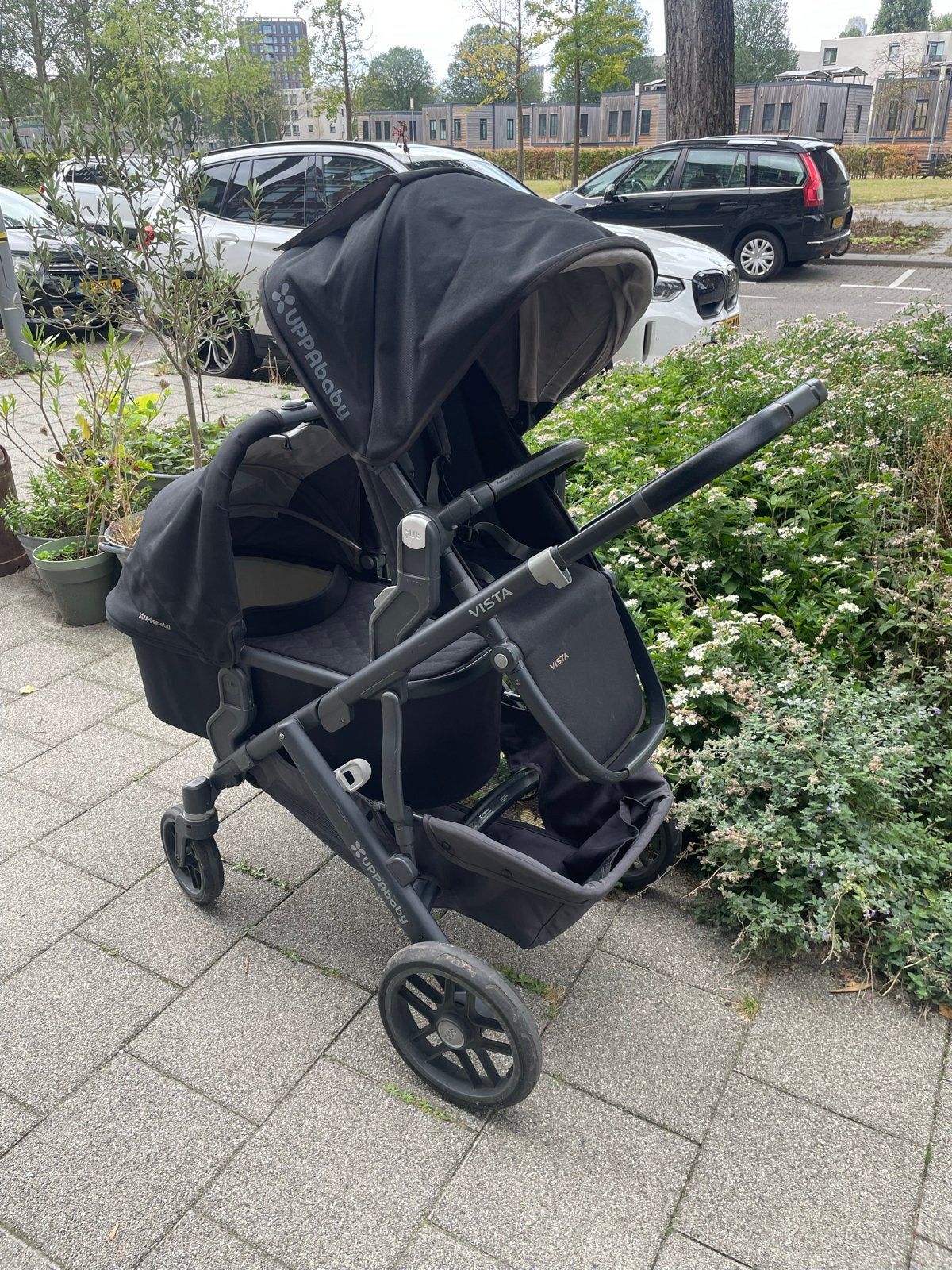 UPPAbaby Vista Duowagen/Combiwagen met accessoires, Gebruikt, Combiwagen, Verstelbare duwstang, Ophalen