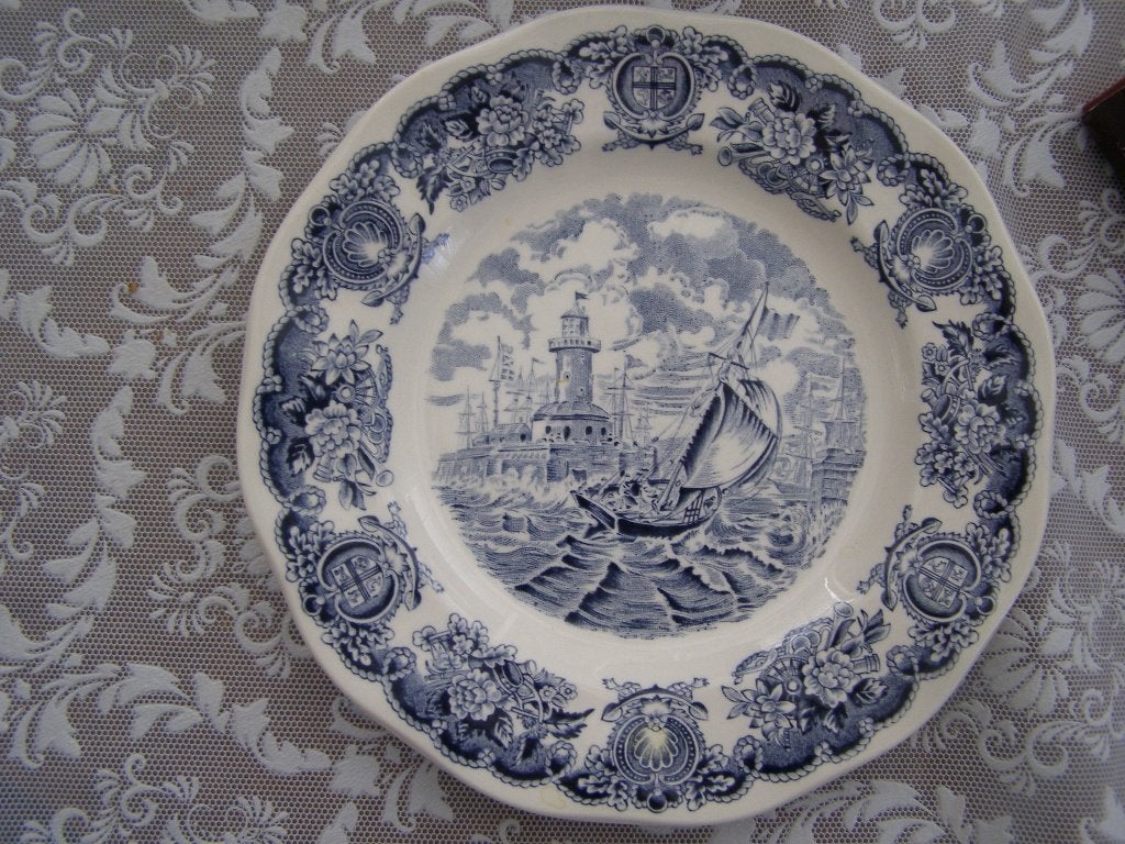 Engels bord uit serie Antieke havens van Engeland. 20cm Gaaf, Ophalen of Verzenden