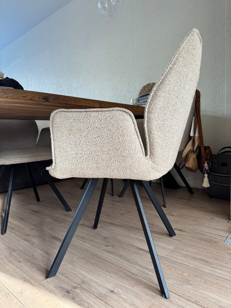 Eetkamerstoelen 4 stuks gestoffeerd beige, Ophalen, Overige kleuren, Zo goed als nieuw, Vier