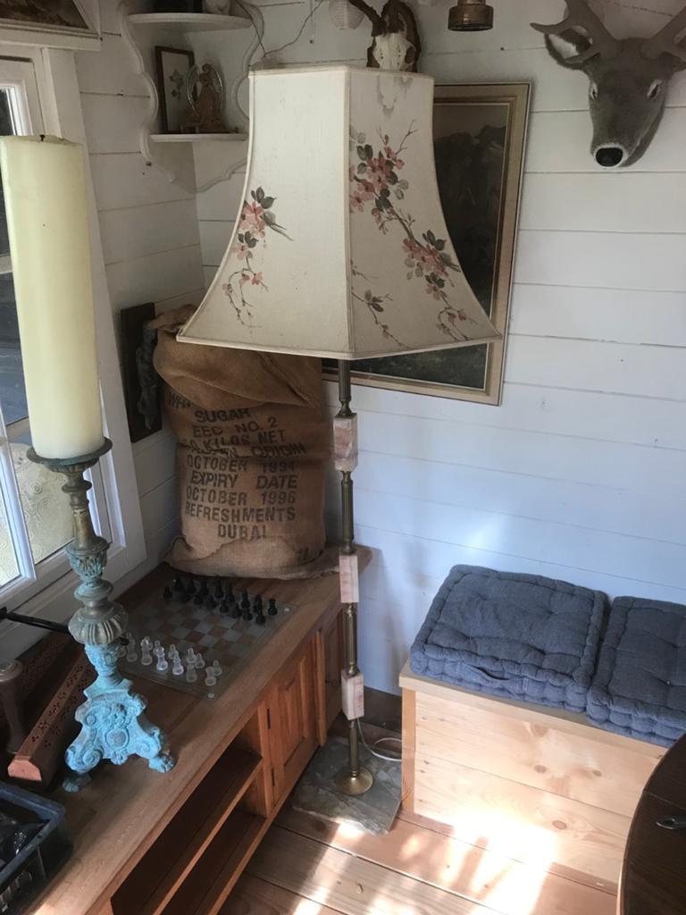 Antieke Stalamp met Koper en Marmer - Kleine Beschadiging, Ophalen