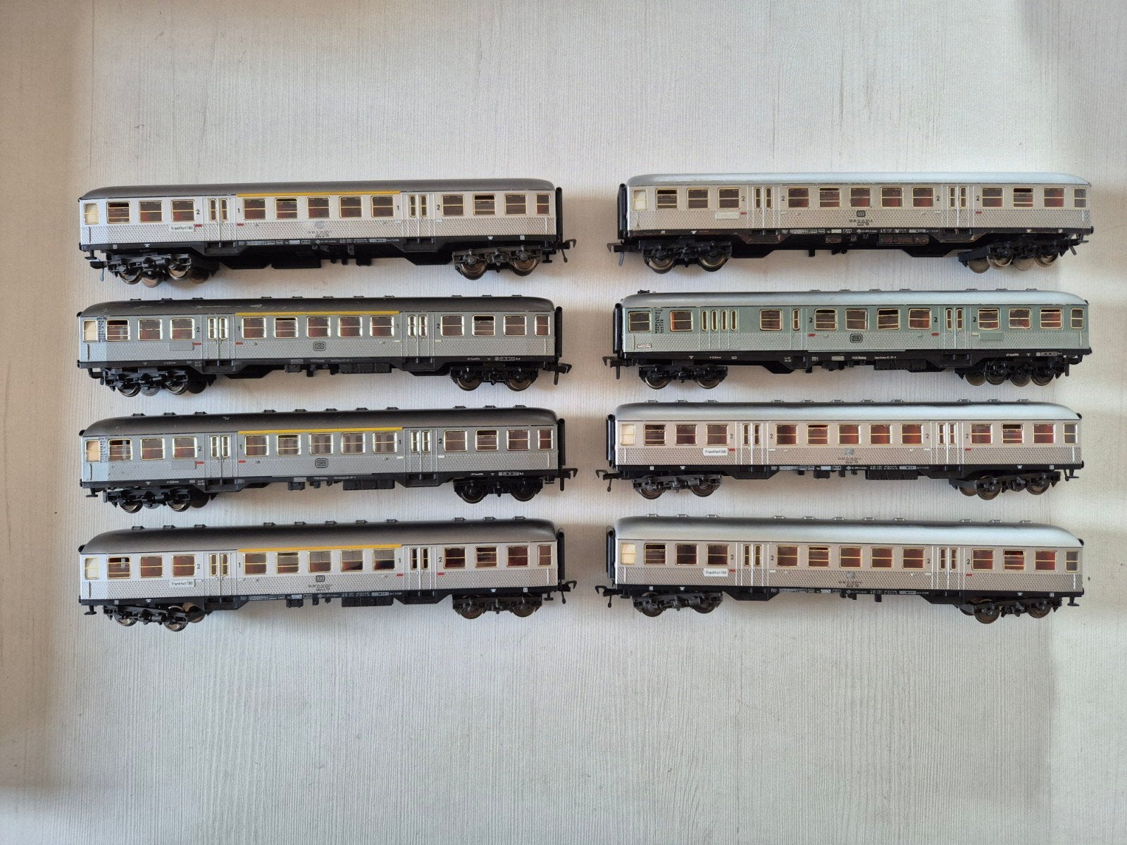 8 Fleischmann H0 silberling rijtuigen 5121/5122, Gebruikt, Gelijkstroom, Fleischmann, Wagon