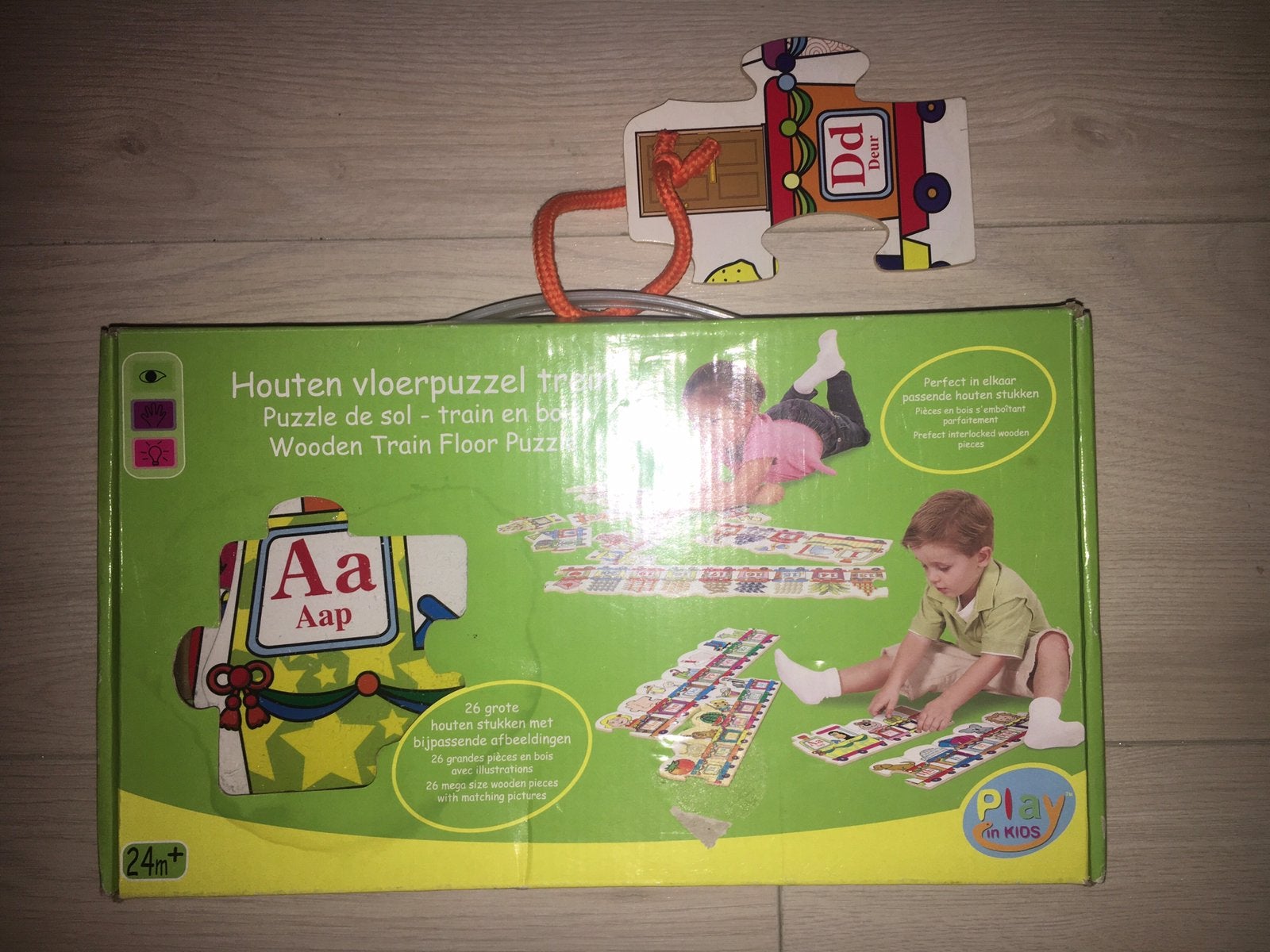 Houten vloerpuzzel trein, Ophalen of Verzenden, Nieuw, Taal en Lezen