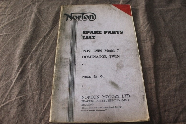 Norton model 7 1949-50 Dominator Twin motorcycle parts list, Ophalen of Verzenden, Overige merken