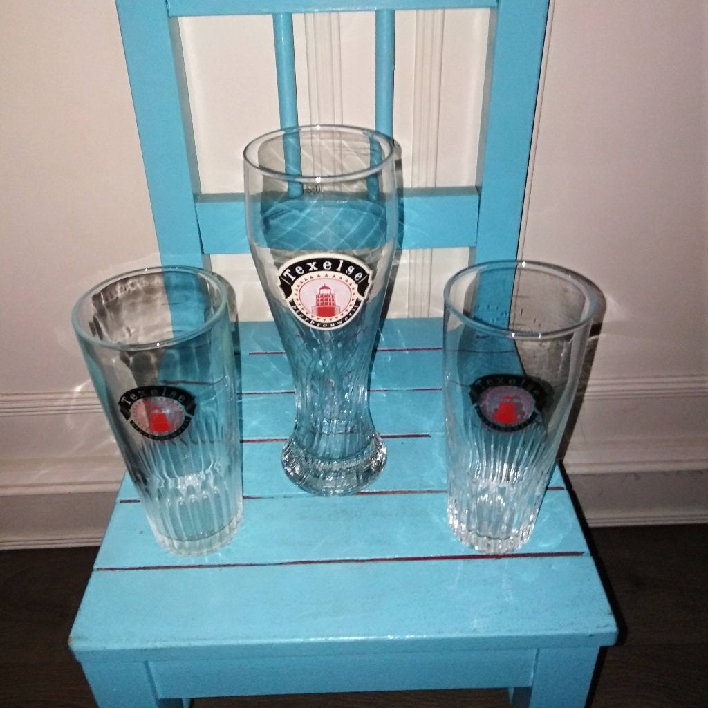 Texelse bierglazen 3 stuks, Ophalen, Gebruikt, Glas of Glazen, Overige merken