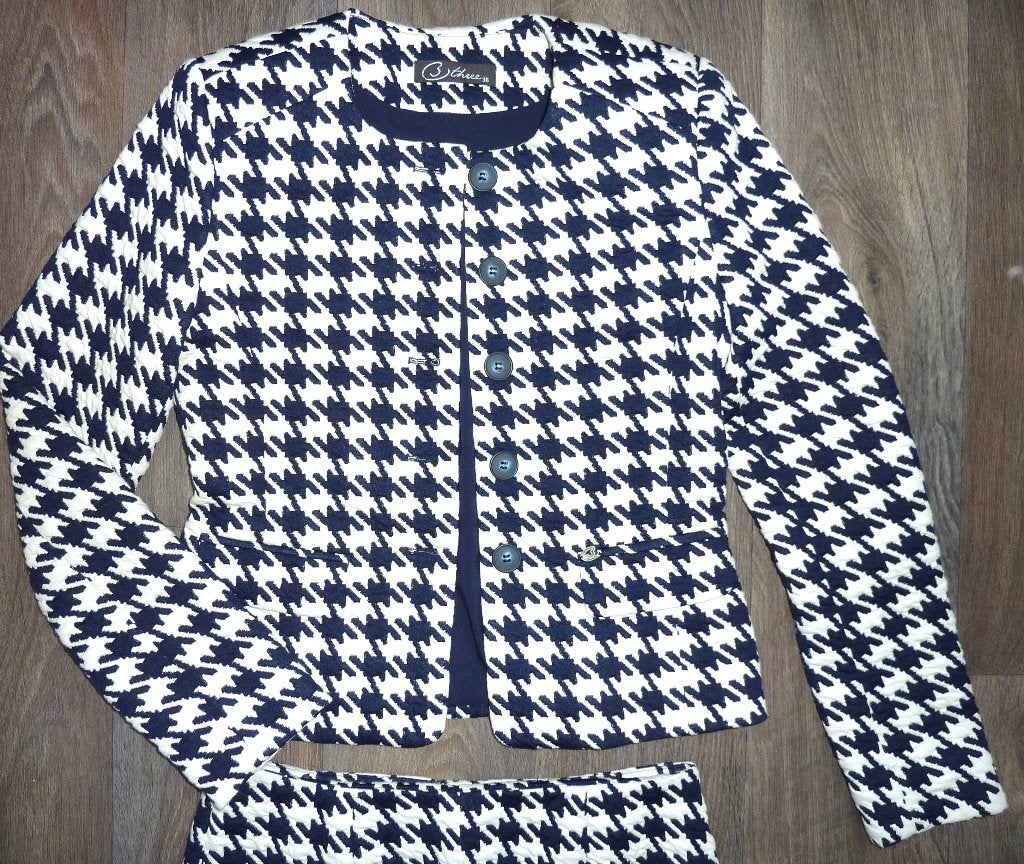 Btree mantelpakje maat 36 blauw/off-white, Ophalen, Kostuum of Pak, Btree, Blauw