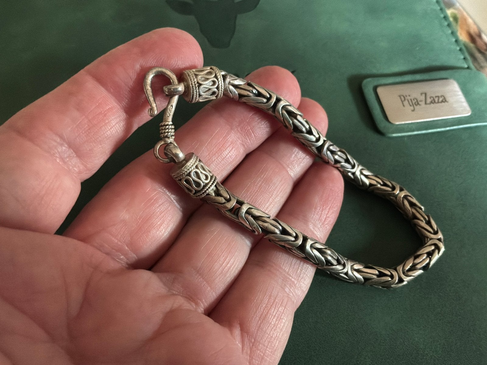 Prachtige vintage zilveren ronde koningsschakels armband 925, Verzenden, Zo goed als nieuw, Zilver, Zilver