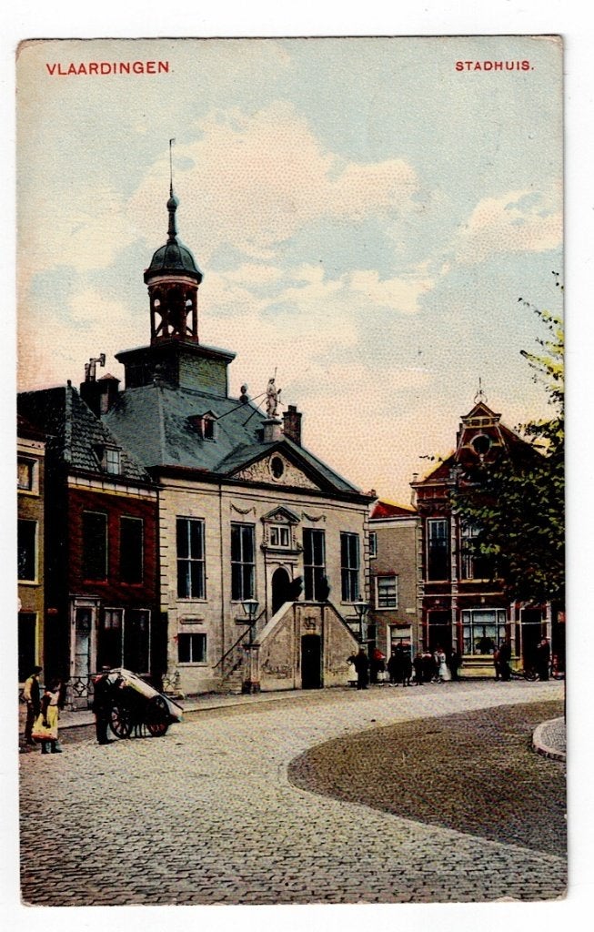 Vlaardingen 1910. Het Stadhuis (handkar)., Ophalen of Verzenden, Voor 1920, Gelopen, Zuid-Holland