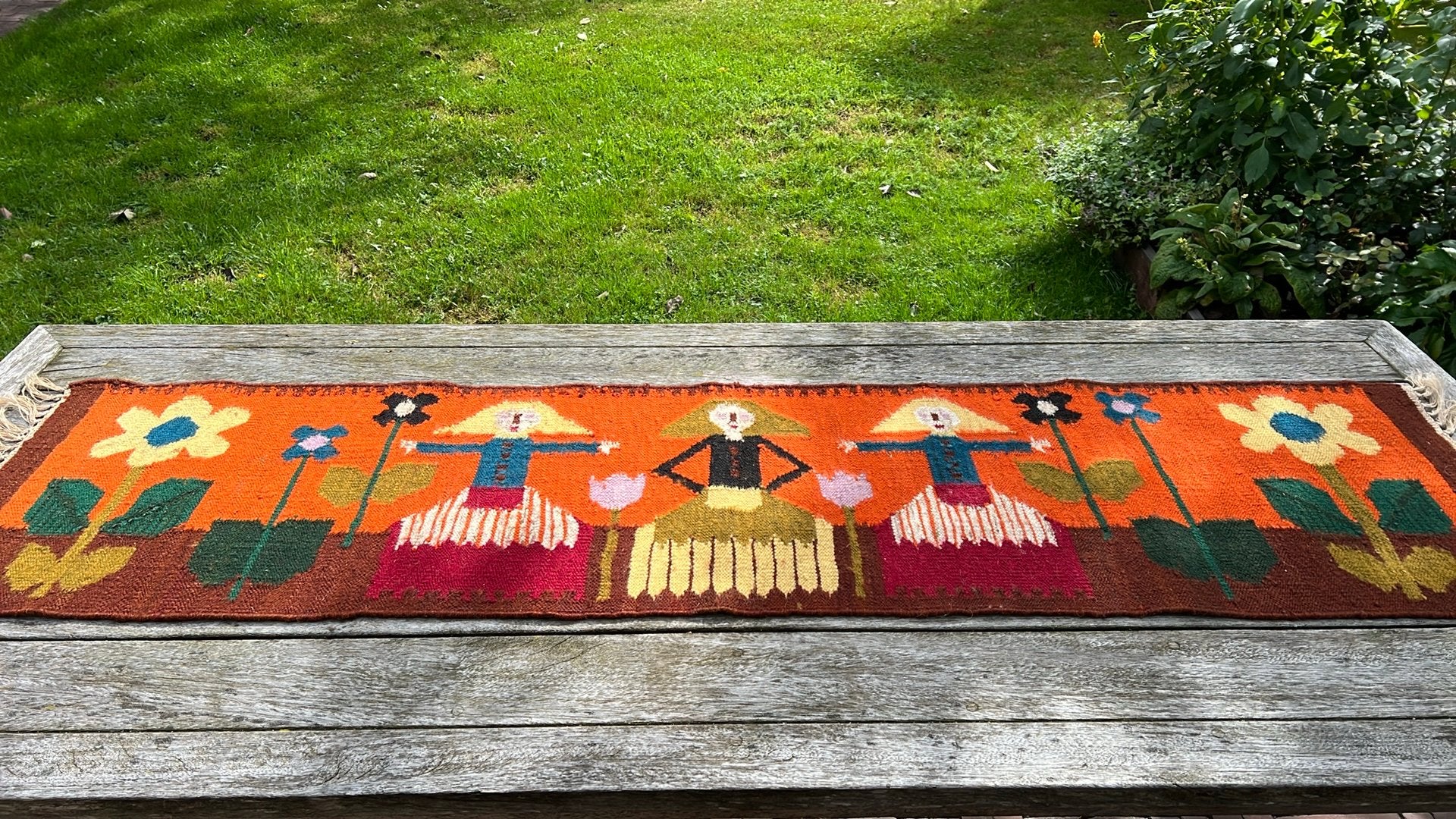 Folklore Pools wandkleed 165 x 40 Kelim weven vintage wol, Ophalen of Verzenden