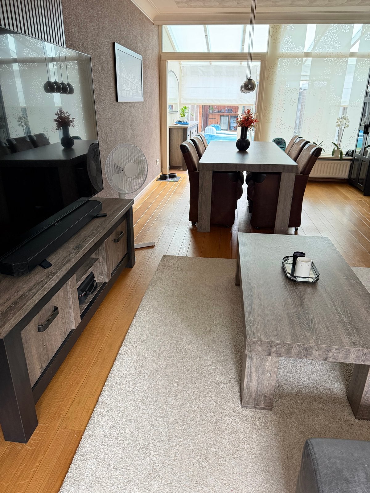 Complete Woonsquare set: TV-meubel, eettafel, dressoir, spie, Ophalen