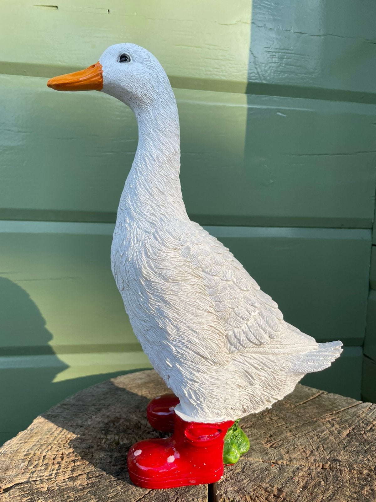Gans rode regenlaarsjes beeld tuin terras vijver zwembad, Ophalen of Verzenden, Nieuw, Kunststof, Dierenbeeld