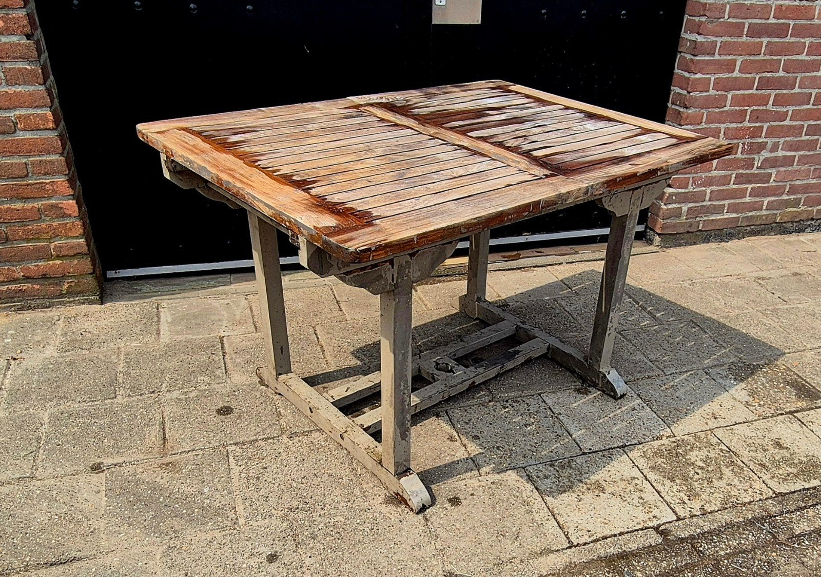Teak diner tuintafel, Ophalen, Gebruikt, Rechthoekig, Teakhout