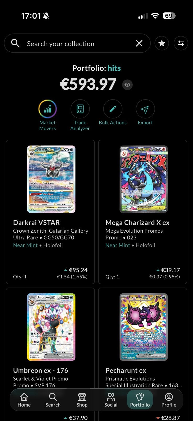 Pokémon Collectie (darkrai vstar, umbreon ex promo), Ophalen of Verzenden, Zo goed als nieuw, Meerdere kaarten, Foil