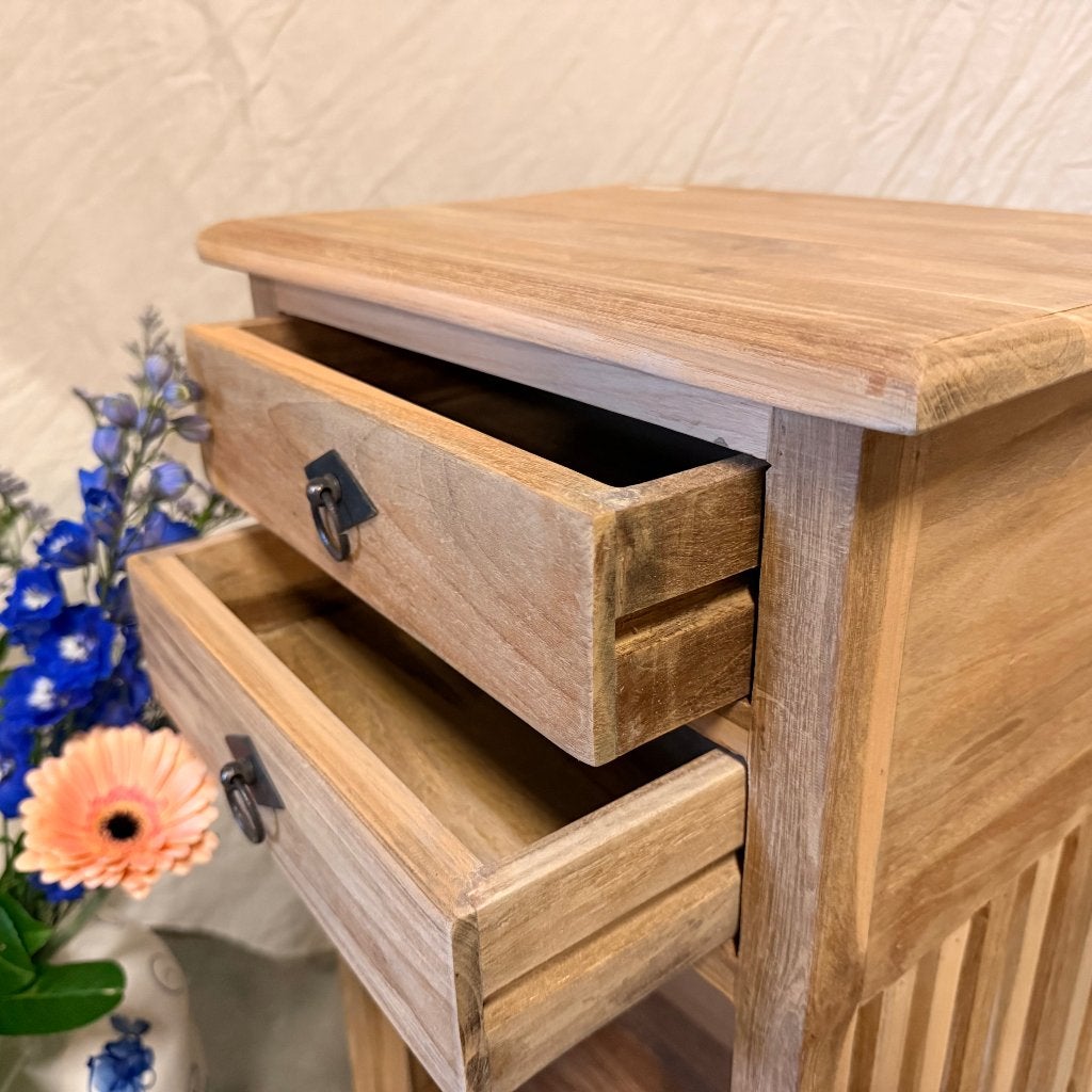 ladekastje - massief teak - 2 lades - Gratis bezorgd, Huis en Inrichting, TTM Wonen, Meubels – (Perzische) Tapijten en Woonaccessoires