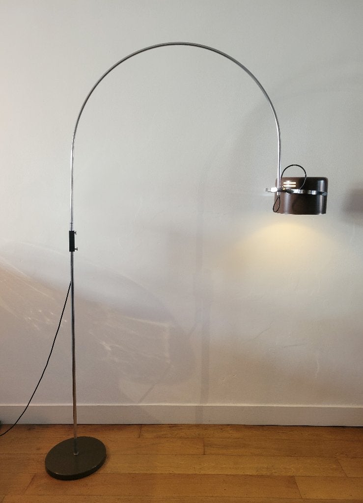 Grote boog vloerlamp van Gepo 1960, Huis en Inrichting, Lampen | Vloerlampen, Gebruikt, Ophalen of Verzenden, Nvt, Metaal