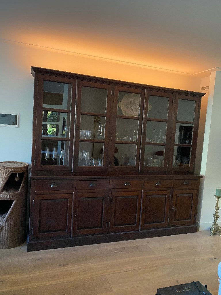 Prachtig grote houten buffet/winkelkast 5-deurs, Huis en Inrichting, Kasten | Buffetkasten, Ophalen, Gebruikt, Eikenhout, 200 cm of meer