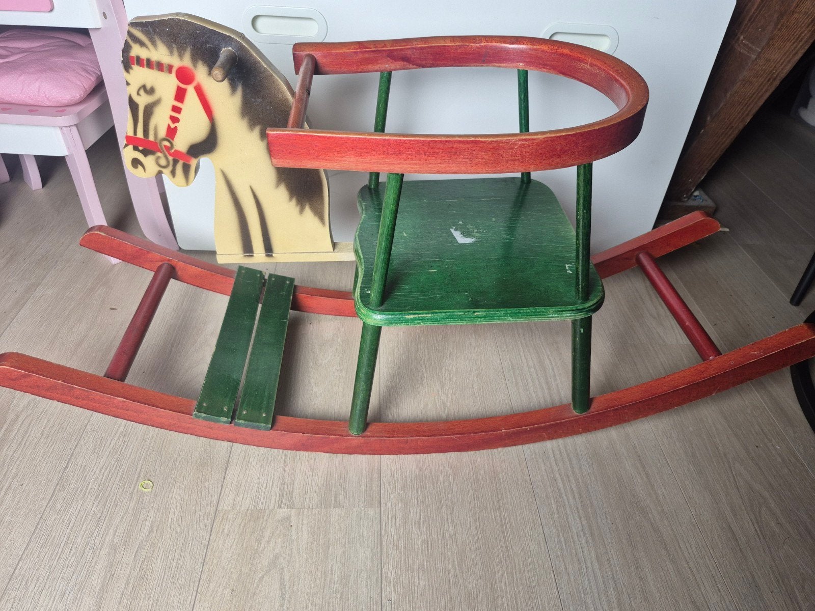 Vintage Houten Hobbelpaard met Zitje - Klassiek Speelgoed, Ophalen, Gebruikt, Rij- of Hobbelspeelgoed