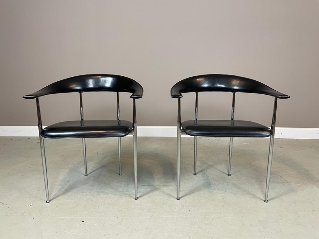 2 Fasem P40 stoelen door Giancarlo Vegni jaren 80 vintage, Huis en Inrichting, Ophalen, Twee, Zwart, Zo goed als nieuw