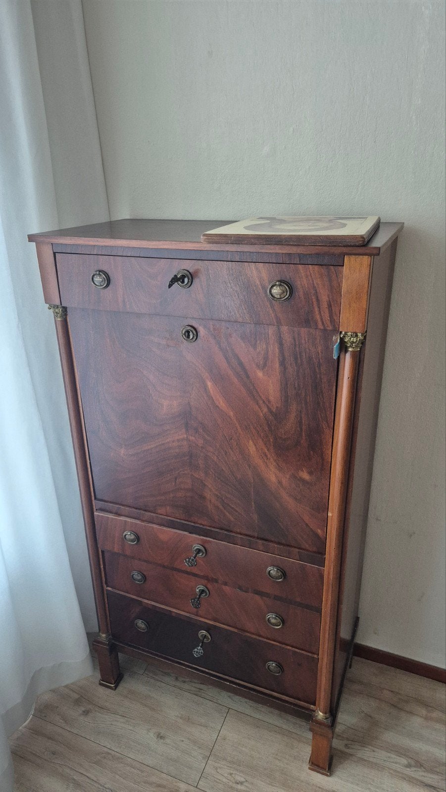 Antieke Mahonie Secretaire - Empire Stijl - 19e Eeuw, Ophalen of Verzenden
