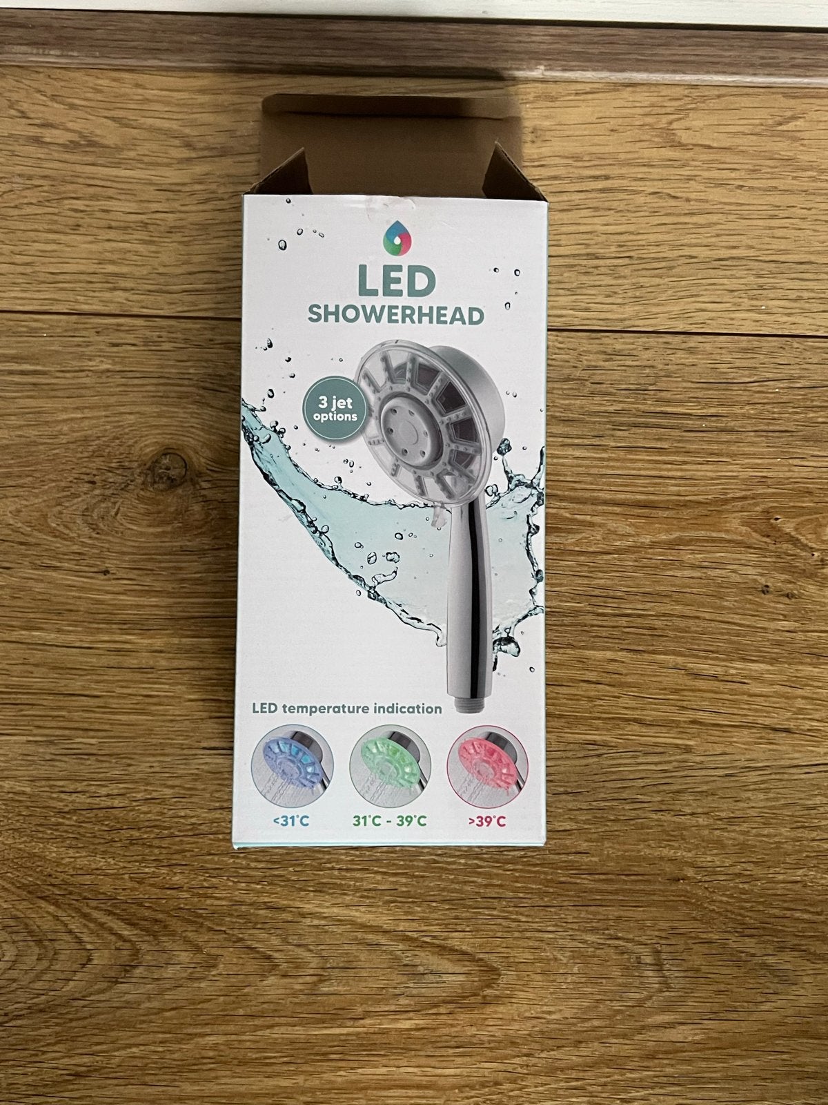 LED Douchekop met Temperatuurindicatie en 3 Straalopties, Ophalen, Nieuw, Met douche