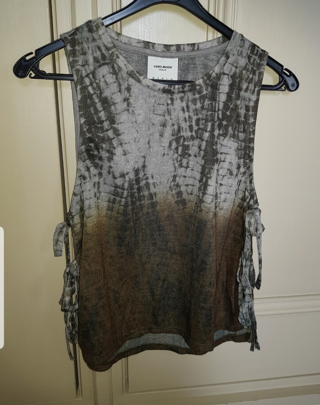 Stoere Denim tie-dye top met strikjes (S/M), Maat 38/40 (M), Vera Moda, Ophalen of Verzenden, Zo goed als nieuw