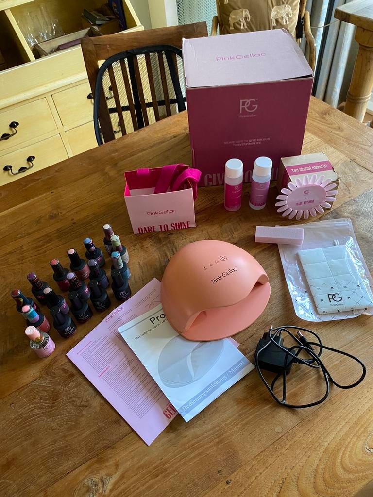 Pink gellac set zgan, Overige kleuren, Ophalen of Verzenden, Zo goed als nieuw, Handen en Nagels