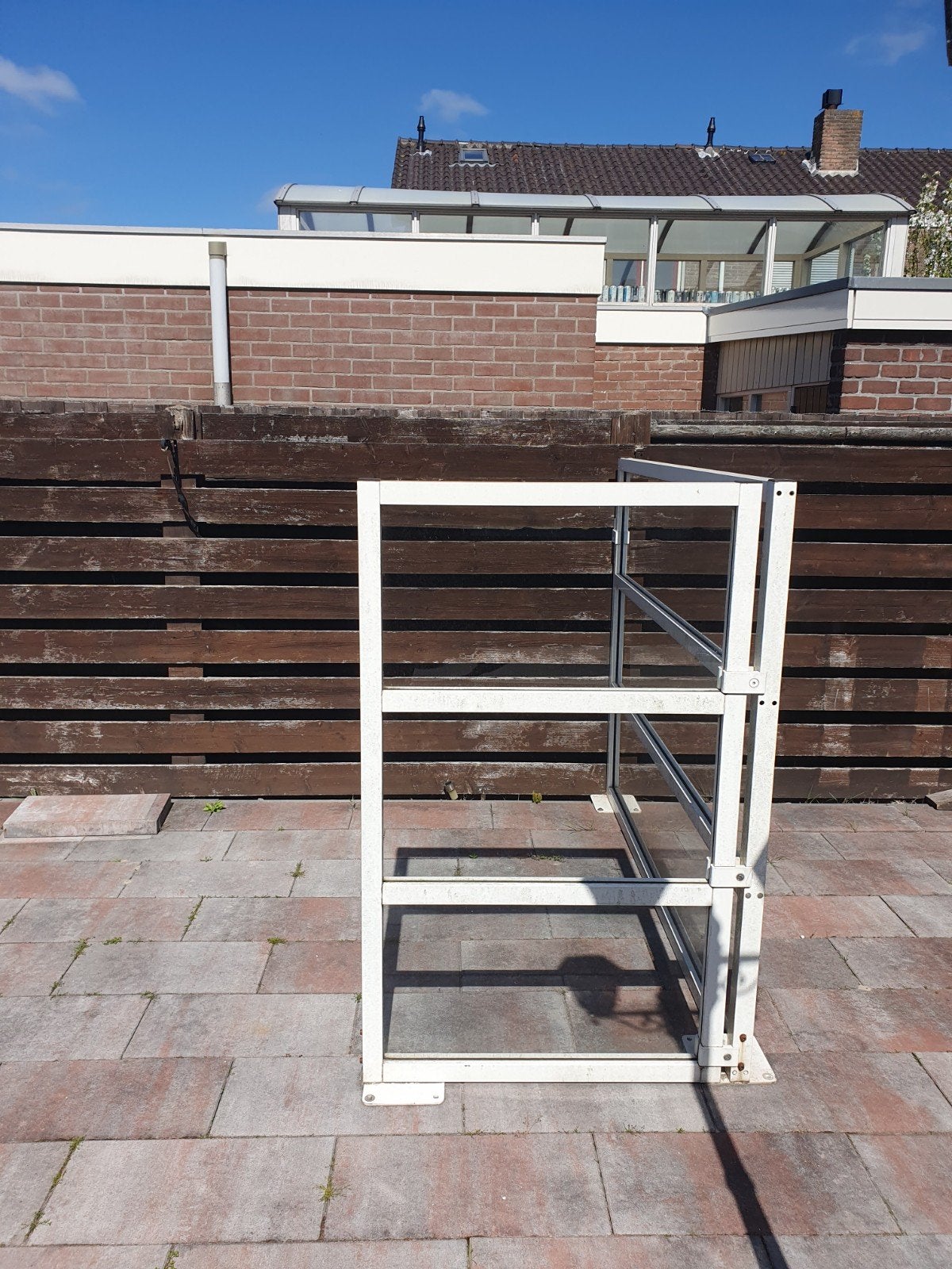 Glazen scherm voor terras of tuin, Tuin en Terras, Gebruikt, Ophalen of Verzenden, Glas, 200 cm of meer