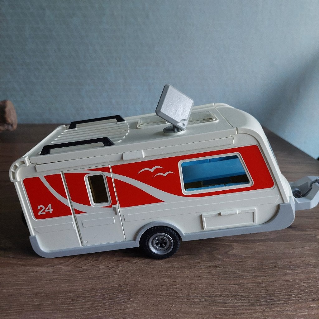 Playmobil Caravan met accessoires - Zo goed als nieuw, Complete set, Voertuig, Ophalen of Verzenden, Zo goed als nieuw