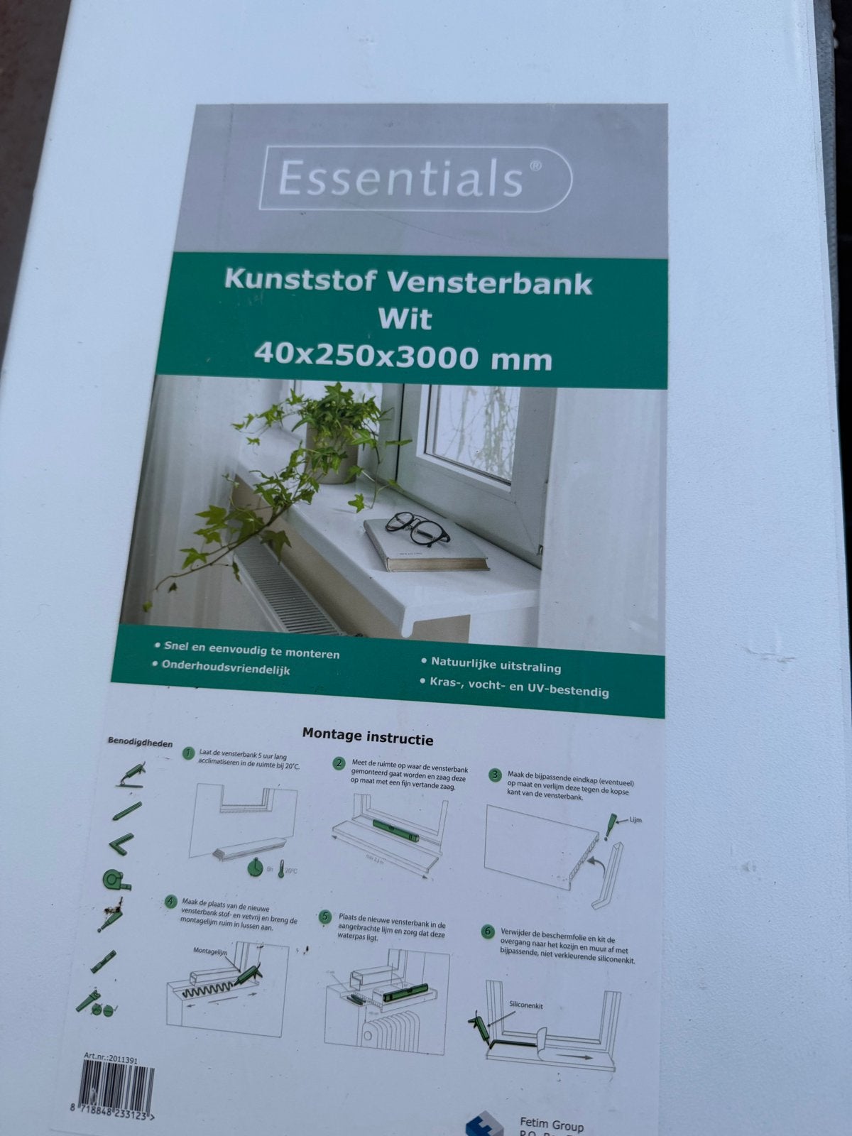Kunststof Vensterbank Wit 40x250x228 mm, Ophalen, Nieuw, Overige typen, Minder dan 80 cm