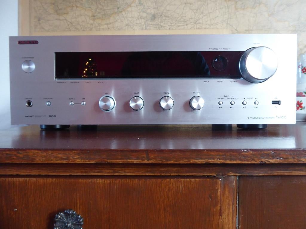 Onkyo TX-8050 Netwerk receiver vTuner Internet radio Zilver, Gebruikt, Ophalen of Verzenden, 60 tot 120 watt, Stereo