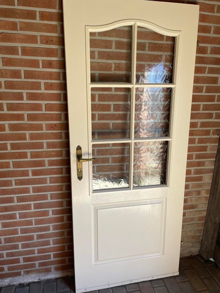 Binnendeur met glas, Ophalen, Gebruikt, 80 tot 100 cm, Binnendeur