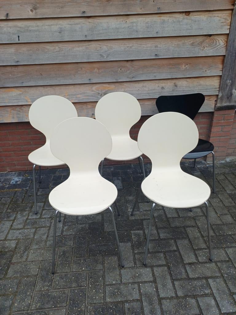 5 x vintage stoelen vlinder stoelen stapelstoelen, Ophalen, Gebruikt, Bruin, Vijf, Zes of meer stoelen