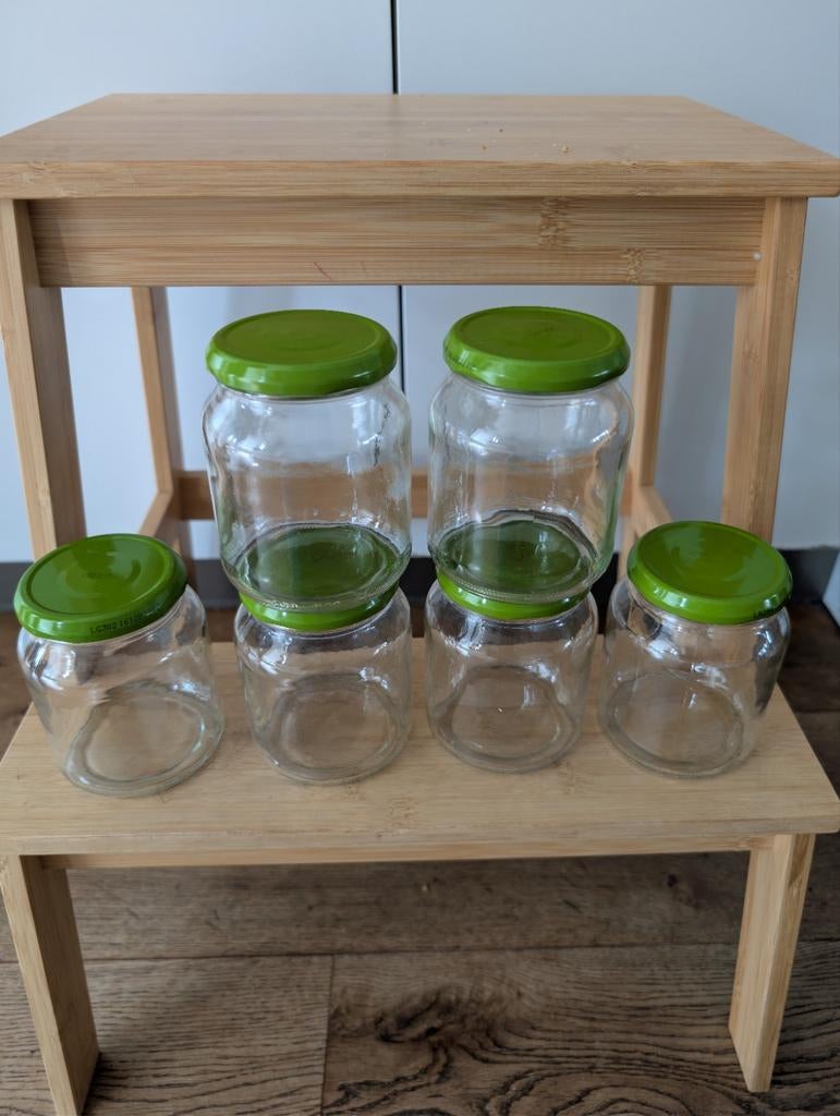 Voorraadpotten (6x) met deksel voor bijv. zelfgemaakte jam, Ophalen, Zo goed als nieuw, Glas, Pot, Bus of Blik
