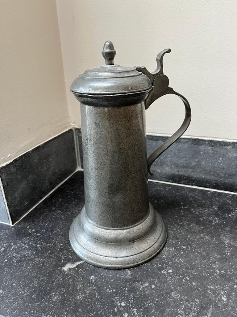 Tin schenkkan, tin, tinnen schenkkan, Antiek en Kunst, Ophalen of Verzenden