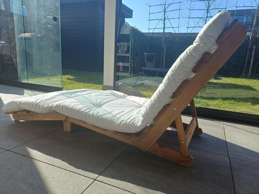 Verstelbaar Logeerbed / Relaxstoel met Matras, Ophalen, Gebruikt, Modern, Functioneel, Stof