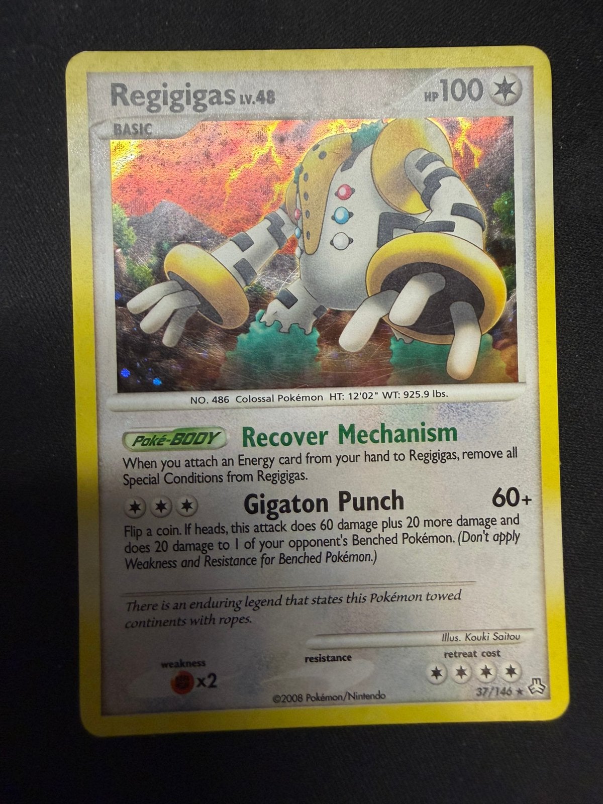 Regigigas LV.48 Pokémon Kaart, Ophalen of Verzenden, Gebruikt, Losse kaart, Foil