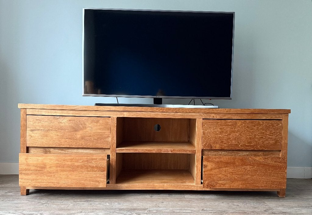 TV-meubel van teakhout, Ophalen, 150 tot 200 cm, Teakhout, Zo goed als nieuw