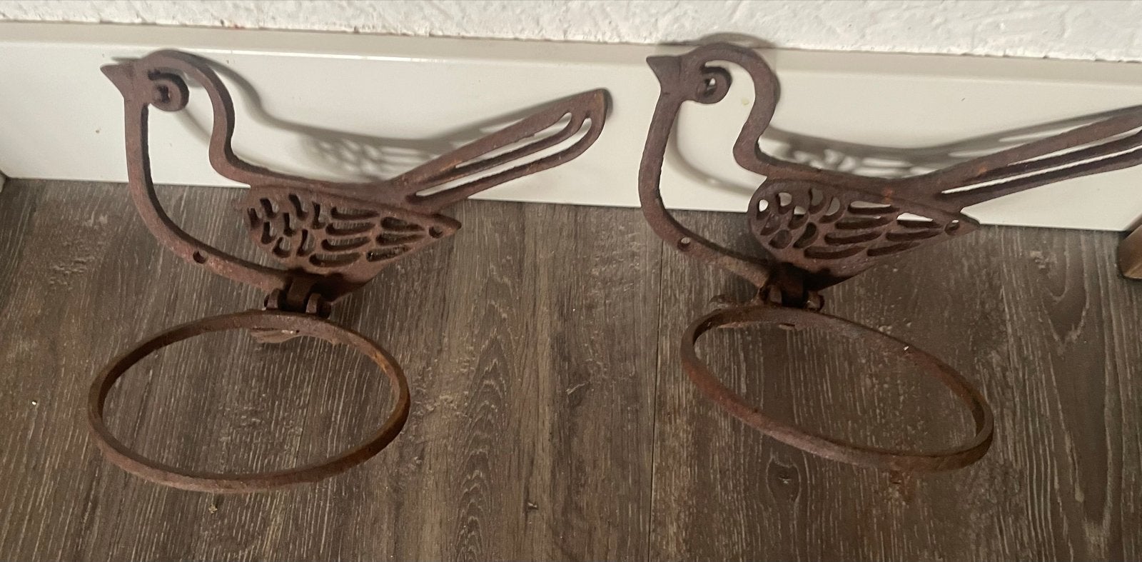 Gietijzeren plantenhouders vogels - 2 stuks, Gebruikt, Minder dan 30 cm, Minder dan 60 cm, Ophalen of Verzenden
