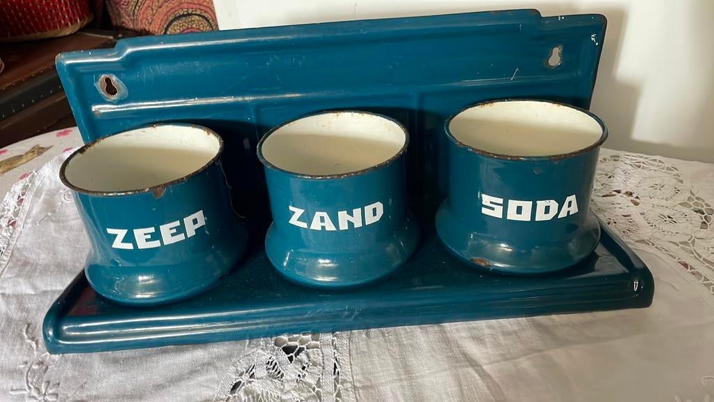 Emaille zand zeep soda rekje, Ophalen of Verzenden