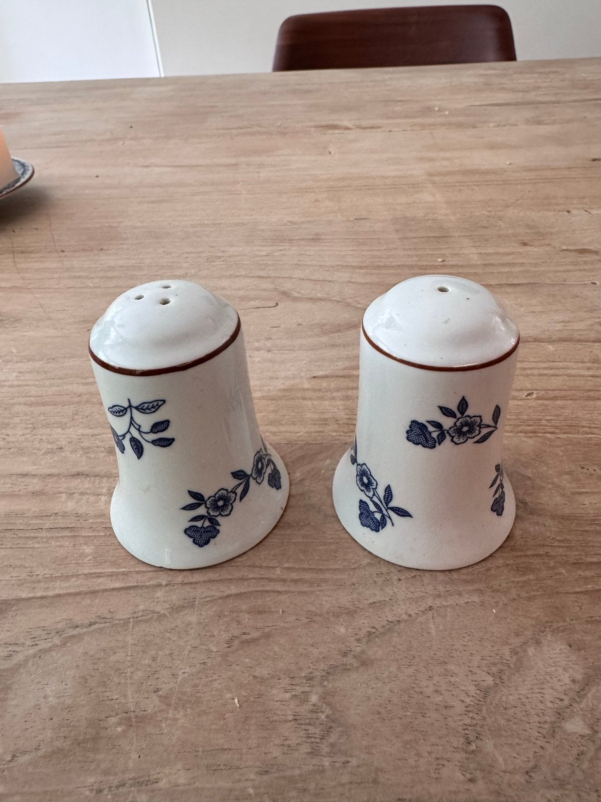Vintage Rörstrand Zout- en Peperstel - Wit/Blauw Porselein, Ophalen of Verzenden