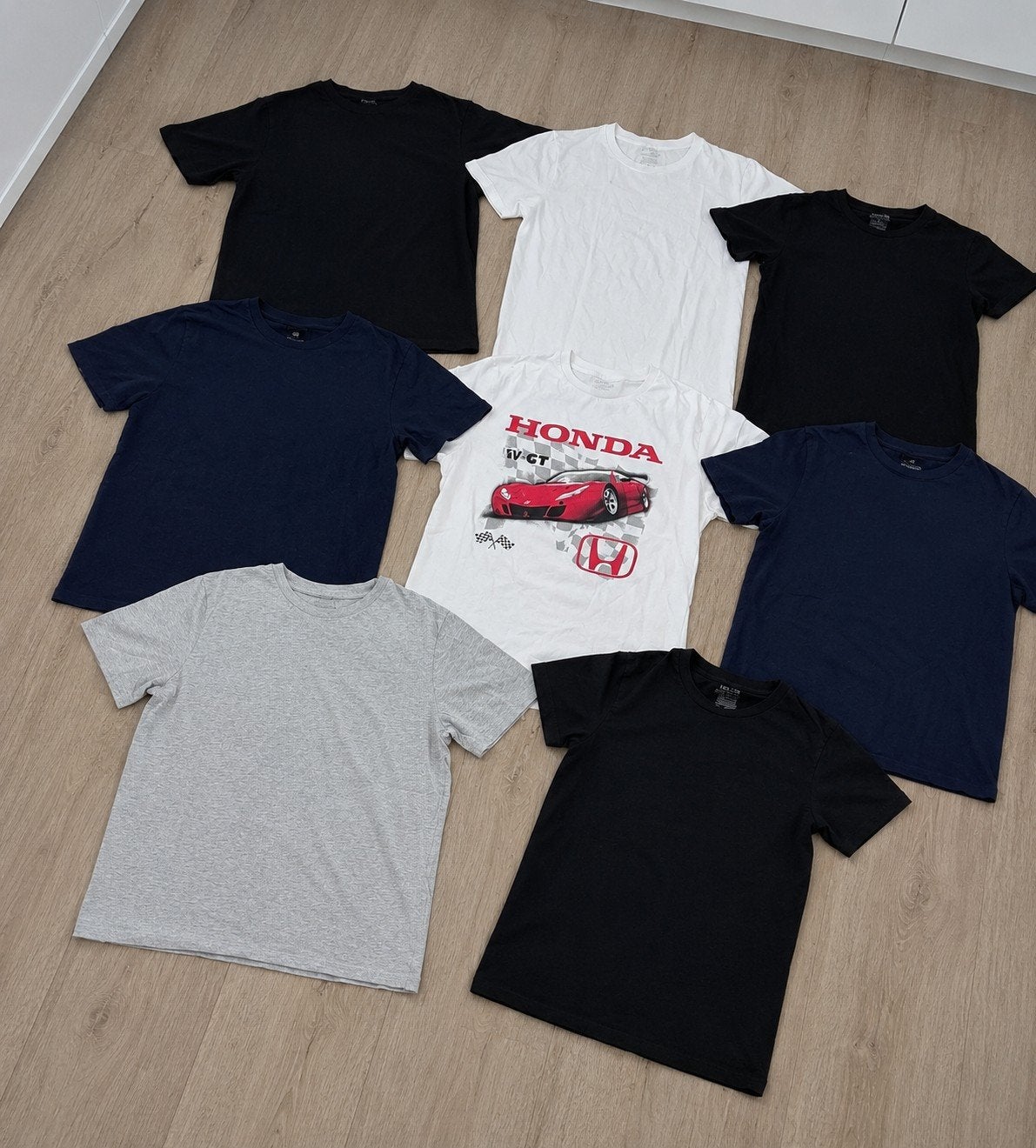 Diverse T-shirts - Zwart, Wit, Grijs, Blauw & Honda maat 170, Zwart, Overige maten, Gedragen, Diverse