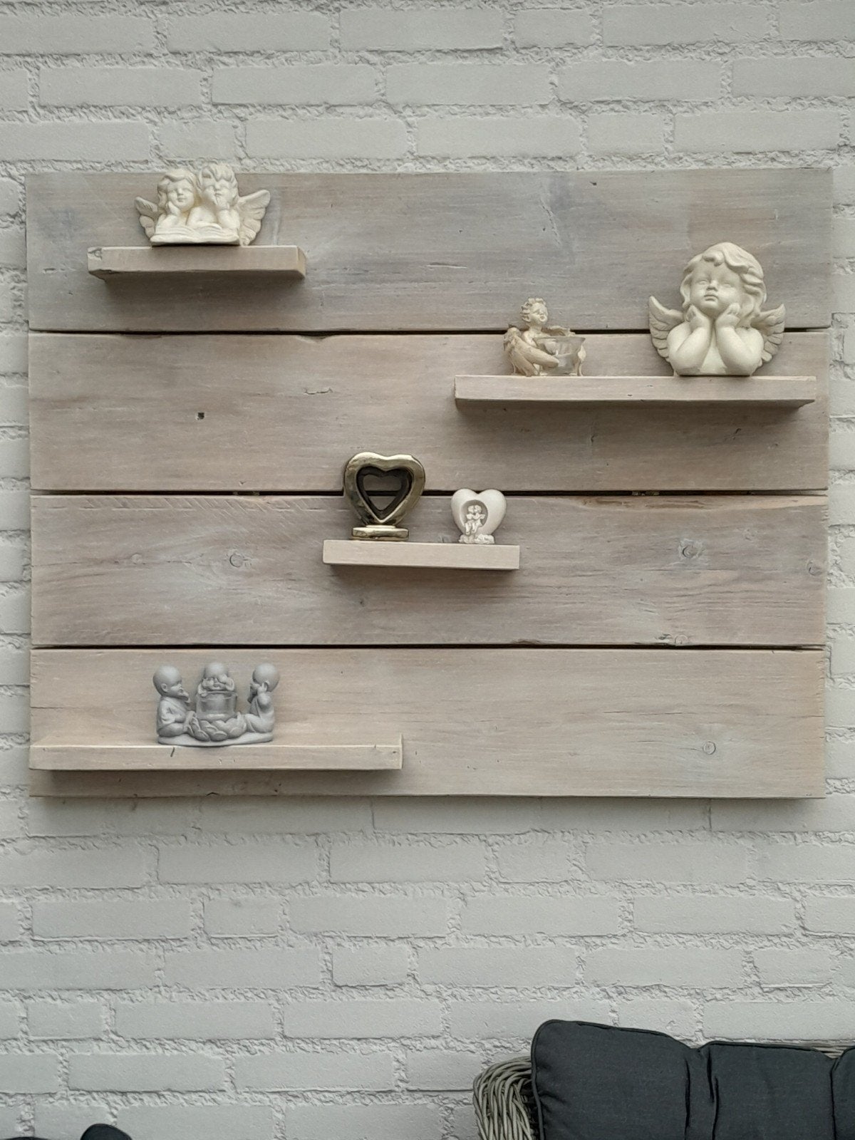 Wanddecoratie van steigerhouten planken - Landelijke sti, Ophalen, Hout, Zo goed als nieuw, Wandbord of Wandpaneel