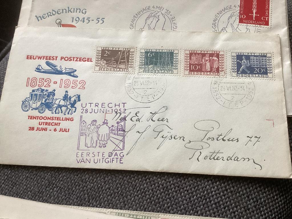 No1847 E10 gelopen Rotterdam 592-595 Nederland jaargangen, Postzegels en Munten, Postzegels | Eerstedagenveloppen, Ophalen, Beschreven