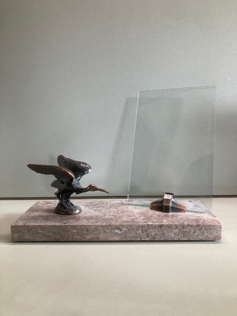 jaren 30 art deco fotolijst met een ibis, Ophalen of Verzenden, Metaal, Fotolijst