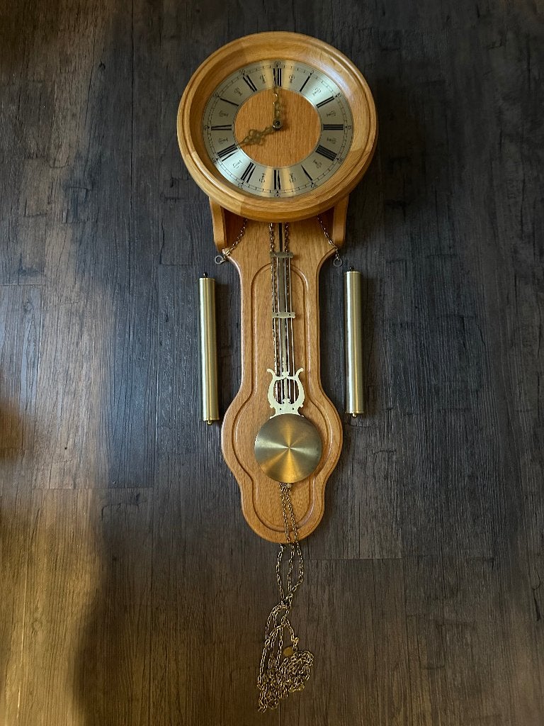 blank eiken mechanische klok, Analoog, Ophalen of Verzenden, Overige kleuren, Wandklok