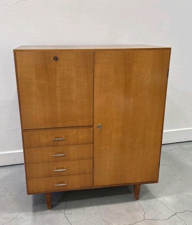Mid-century highboard dressoir kast jaren 60 barkast, Huis en Inrichting, Kasten | Dressoirs, Ophalen, Overige materialen, Gebruikt