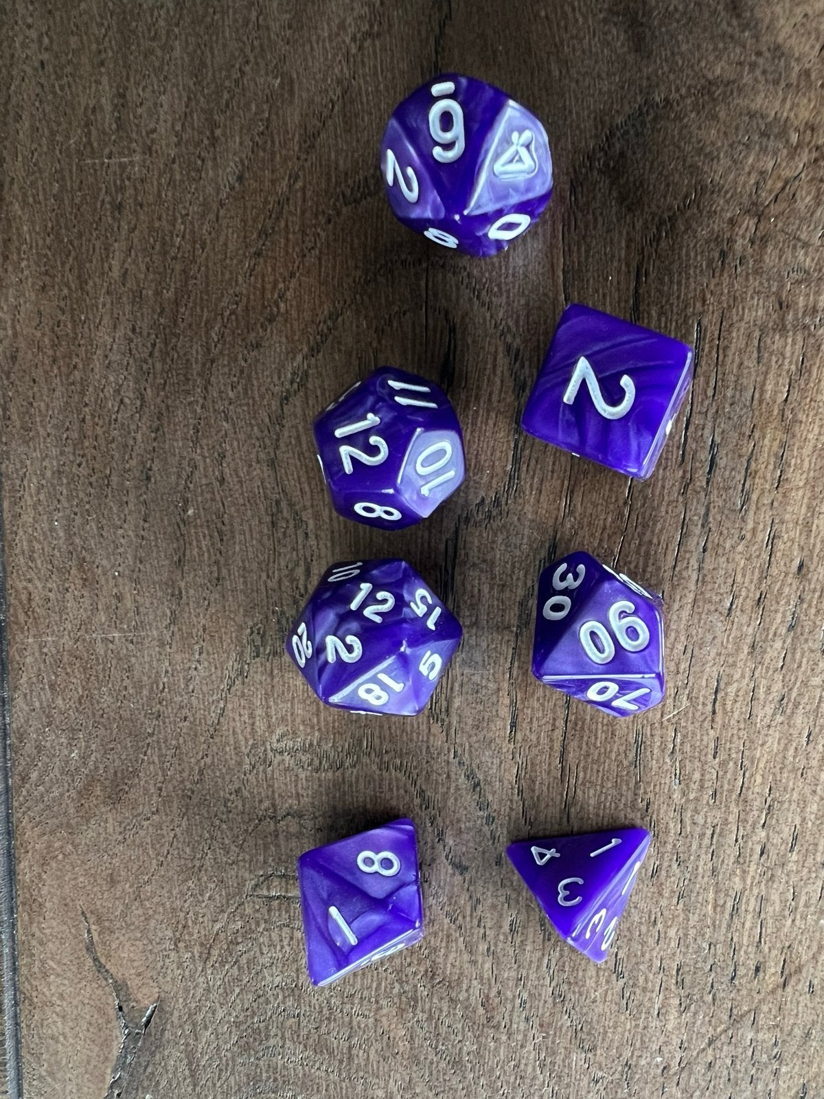 2 sets van 7 dobbelstenen D4-D100 (paars en blauw), Ophalen of Verzenden, Nieuw