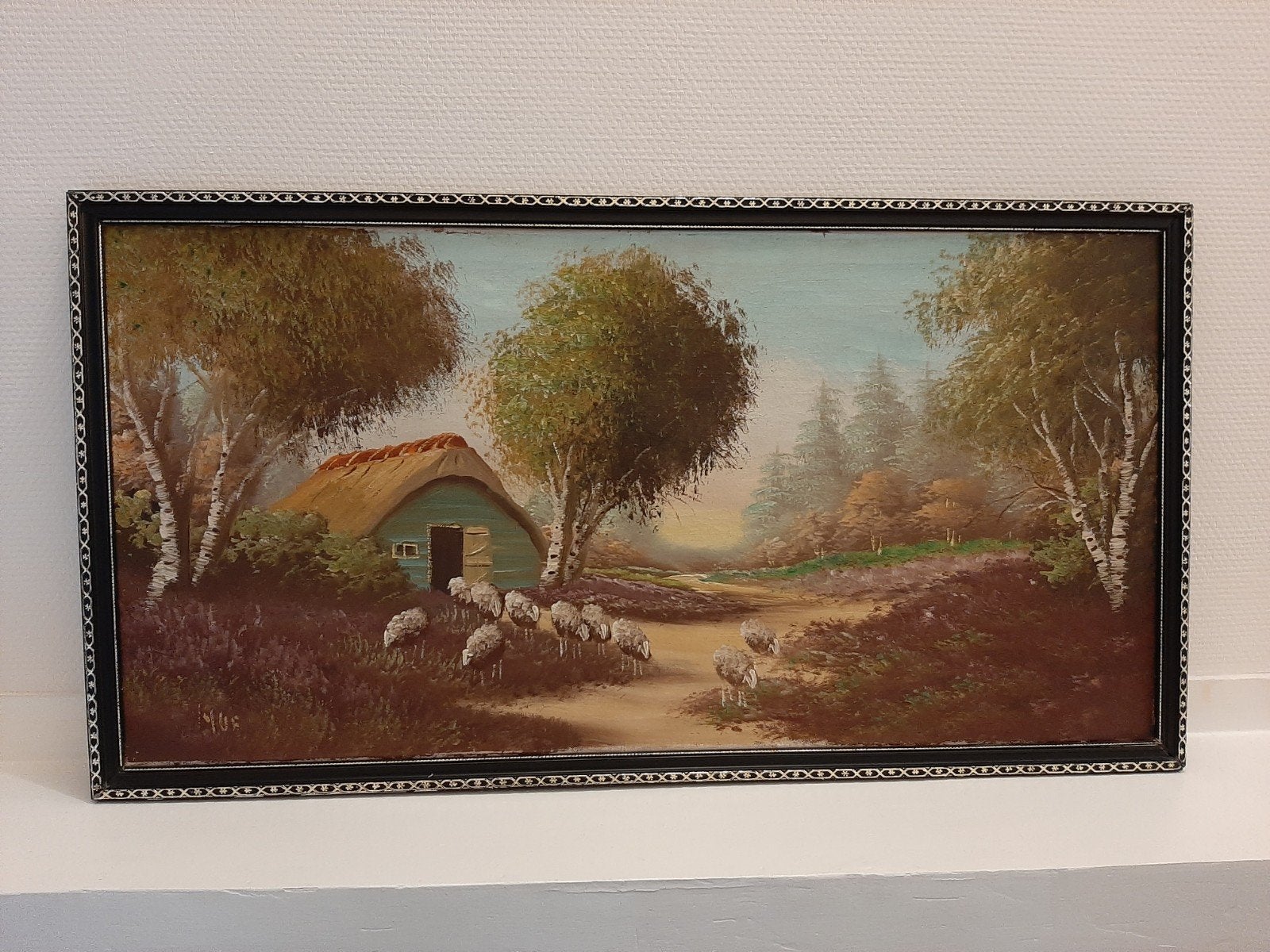 Schilderij landschap met schaapskooi, Antiek en Kunst, Ophalen of Verzenden